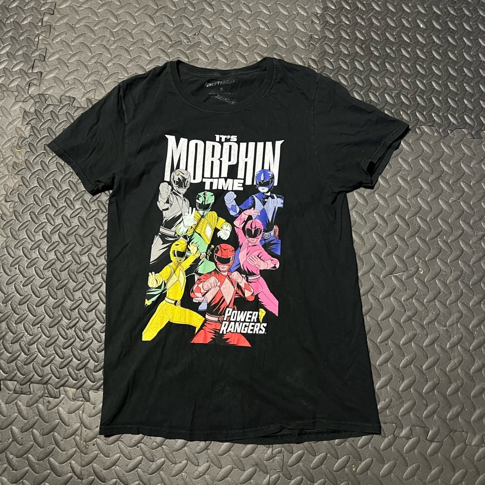 Power Ranger Black Short Sleeve Tee with Graphic Design